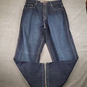 Evolution Jeans Mens 40x34 Dark Wash Baggy Hip Hop Streetwear Contrast Stitch